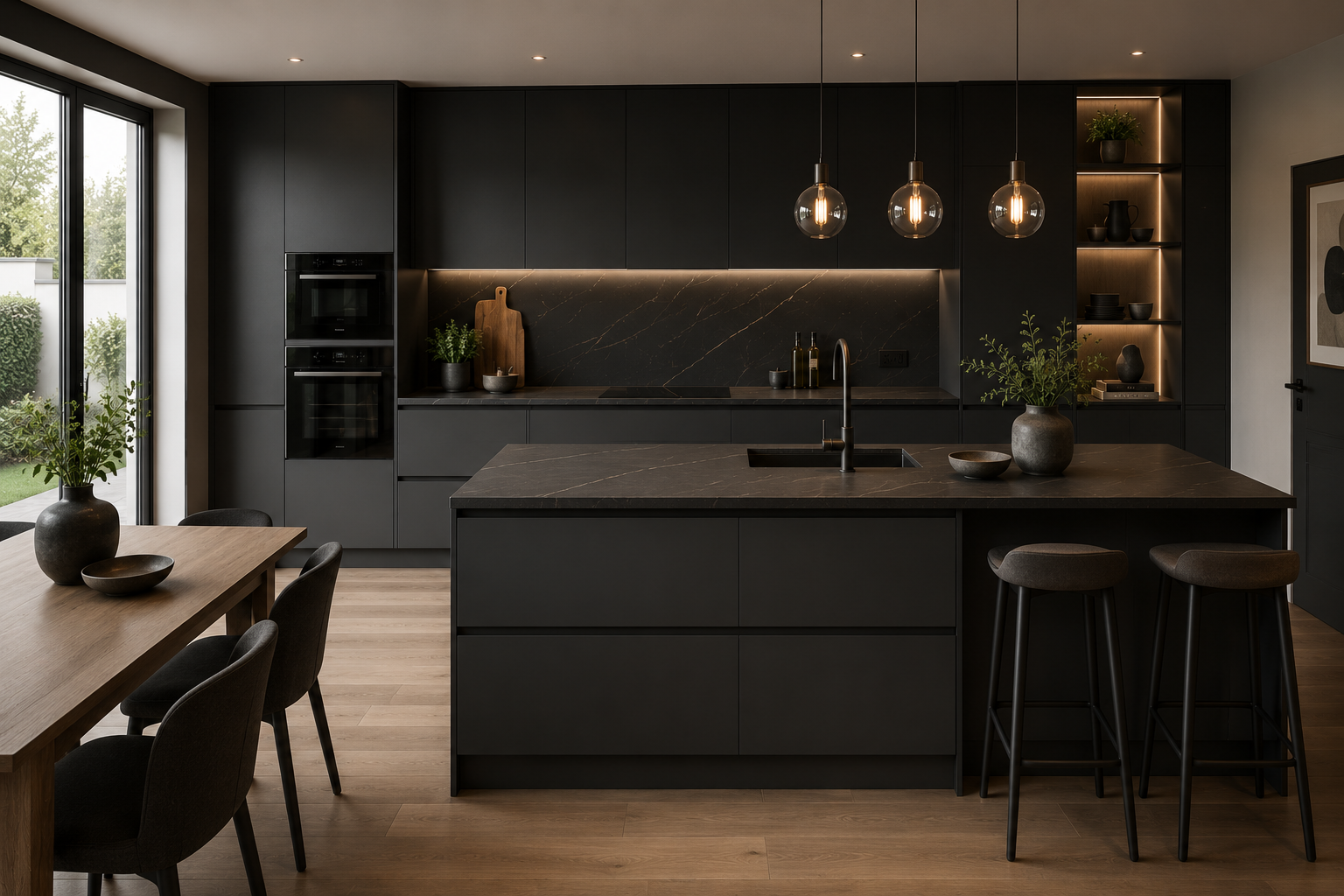 Modern minimalist kitchen with warm accents Meridian Fitout